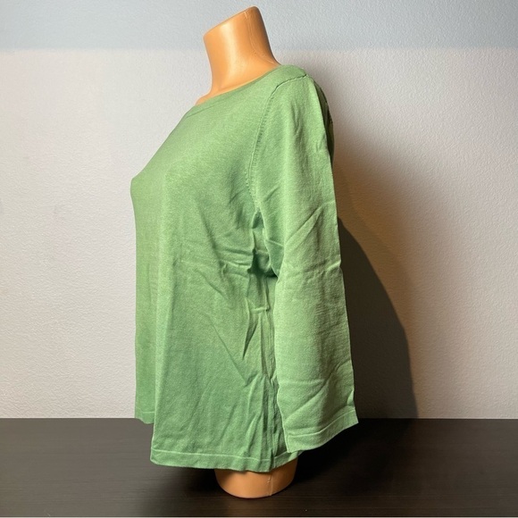 Silk Knit Green Charter Club Boatneck Top - Picture 3 of 5